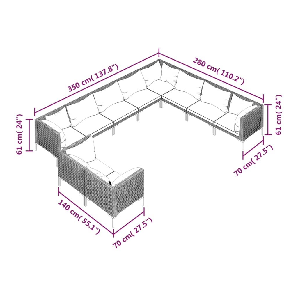 8720286925003_g_en_hd_5 vidaXL 10 Piece Garden Lounge Set with Cushions Poly Rattan Dark Grey - Image 7