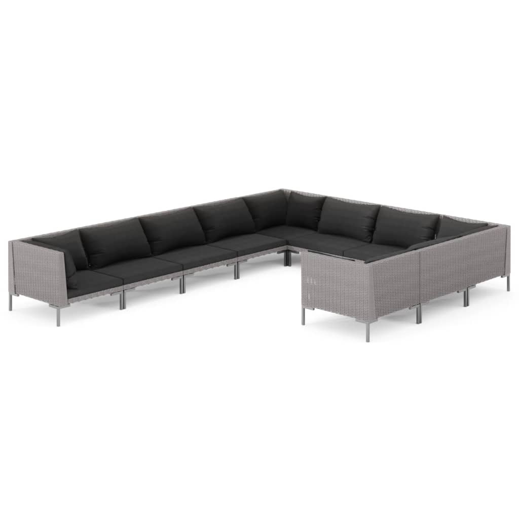 8720286925140_a_en_hd_1 vidaXL 10 Piece Garden Lounge Set with Cushions Poly Rattan Dark Grey - Image 2