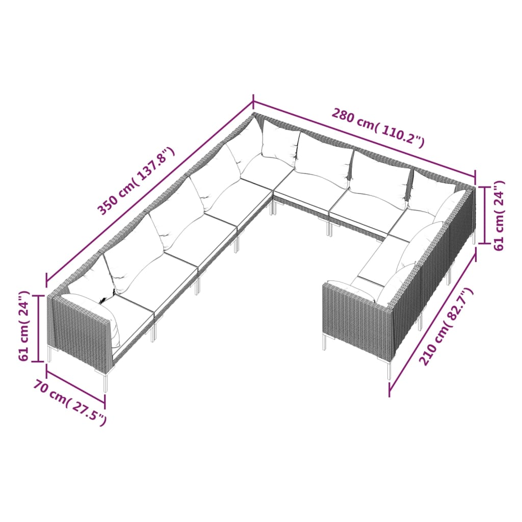 8720286925140_g_en_hd_5 vidaXL 10 Piece Garden Lounge Set with Cushions Poly Rattan Dark Grey - Image 7