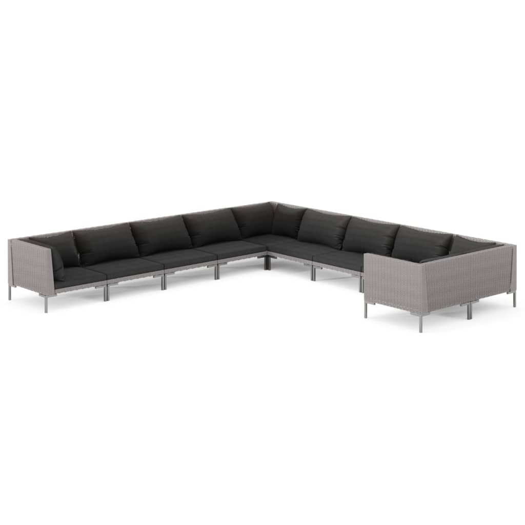 8720286925164_a_en_hd_1 vidaXL 10 Piece Garden Lounge Set with Cushions Poly Rattan Dark Grey - Image 2