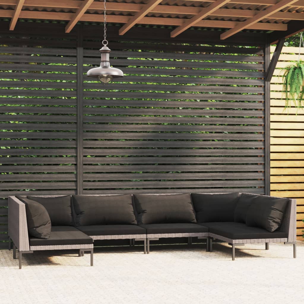 8720286925201_m_en_hd_1 vidaXL 6 Piece Garden Lounge Set with Cushions Poly Rattan Dark Grey - Image 1
