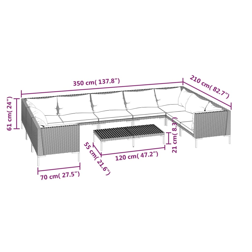8720286925331_g_en_hd_7 vidaXL 10 Piece Garden Lounge Set with Cushions Poly Rattan Dark Grey - Image 9