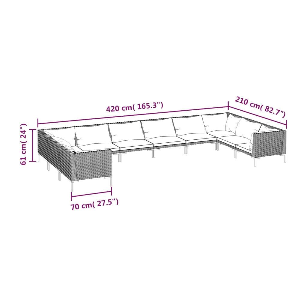8720286925348_g_en_hd_5 vidaXL 10 Piece Garden Lounge Set with Cushions Poly Rattan Dark Grey - Image 7