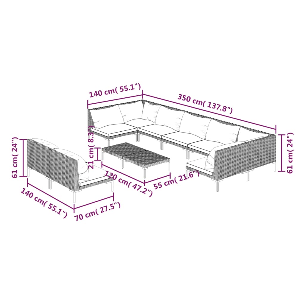 8720286925379_g_en_hd_7 vidaXL 10 Piece Garden Lounge Set with Cushions Poly Rattan Dark Grey - Image 9