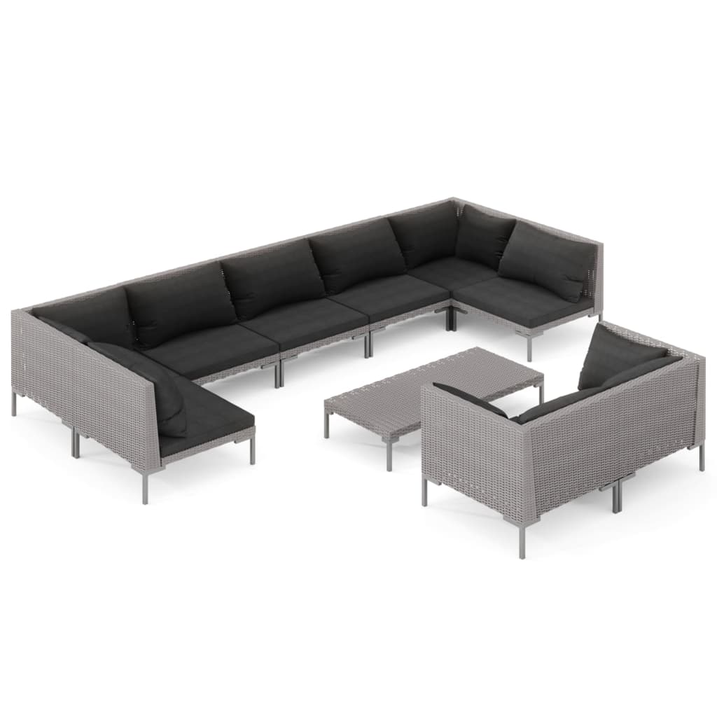 8720286925454_a_en_hd_1 vidaXL 10 Piece Garden Lounge Set with Cushions Poly Rattan Dark Grey - Image 2