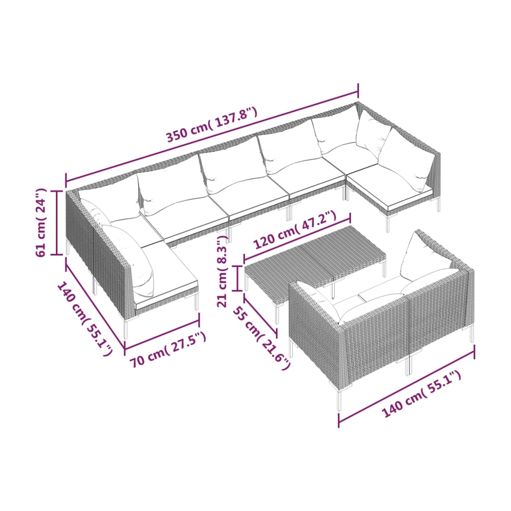 8720286925454_g_en_hd_7 vidaXL 10 Piece Garden Lounge Set with Cushions Poly Rattan Dark Grey - Image 9