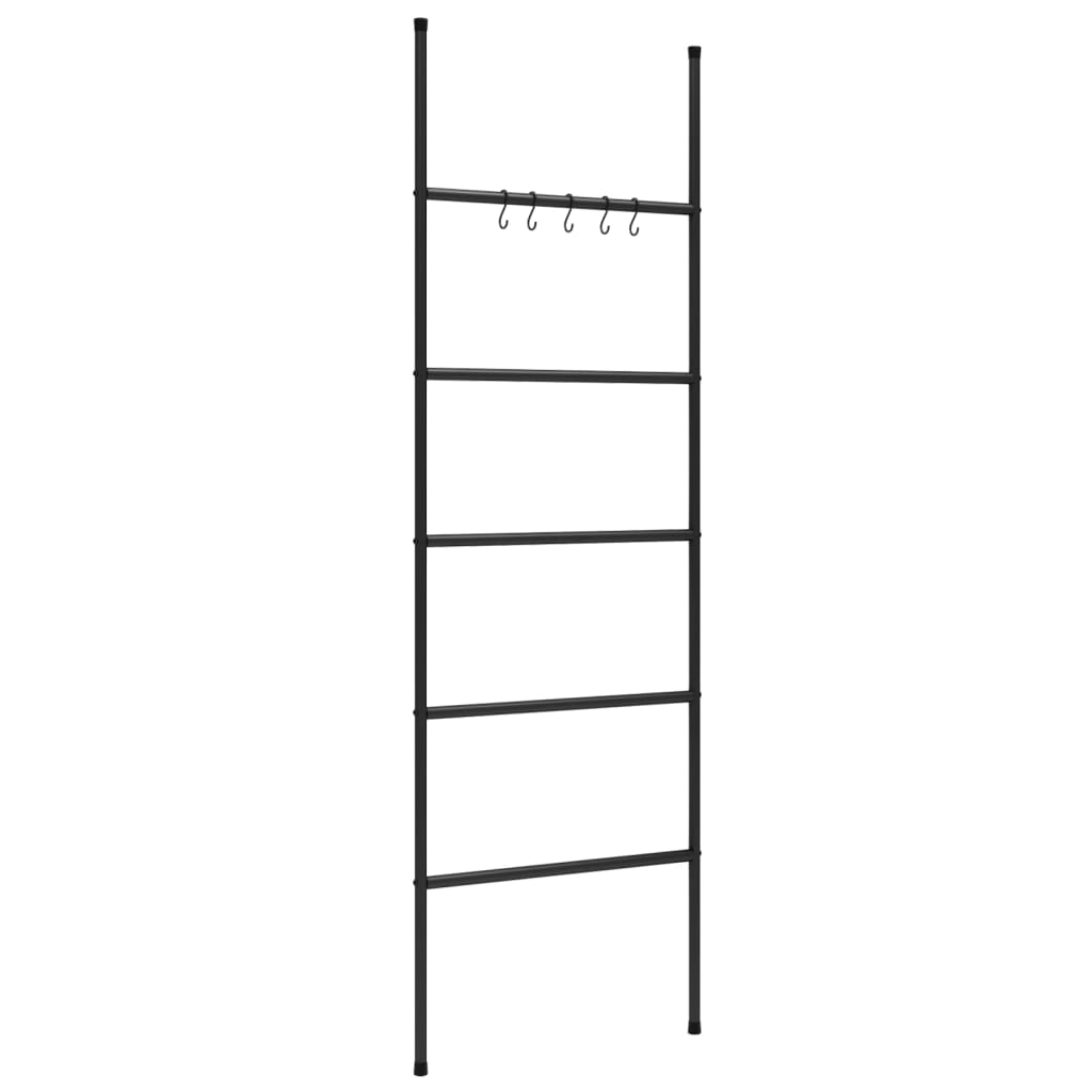 8720286933749_a_en_hd_1 vidaXL Towel Rack Ladder with 5 Tiers Black 58x175 cm Iron - Image 2