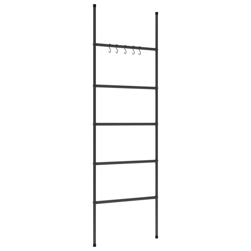8720286933749_g_en_hd_2 vidaXL Towel Rack Ladder with 5 Tiers Black 58x175 cm Iron - Image 4