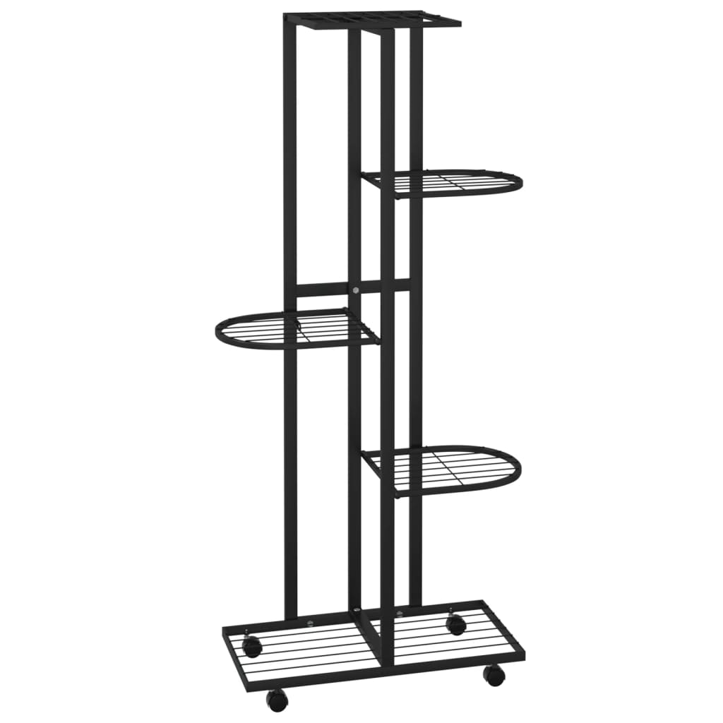 8720286933770_a_en_hd_1 vidaXL 5-Floor Flower Stand with Wheels 44x23x100 cm Black Iron - Image 2