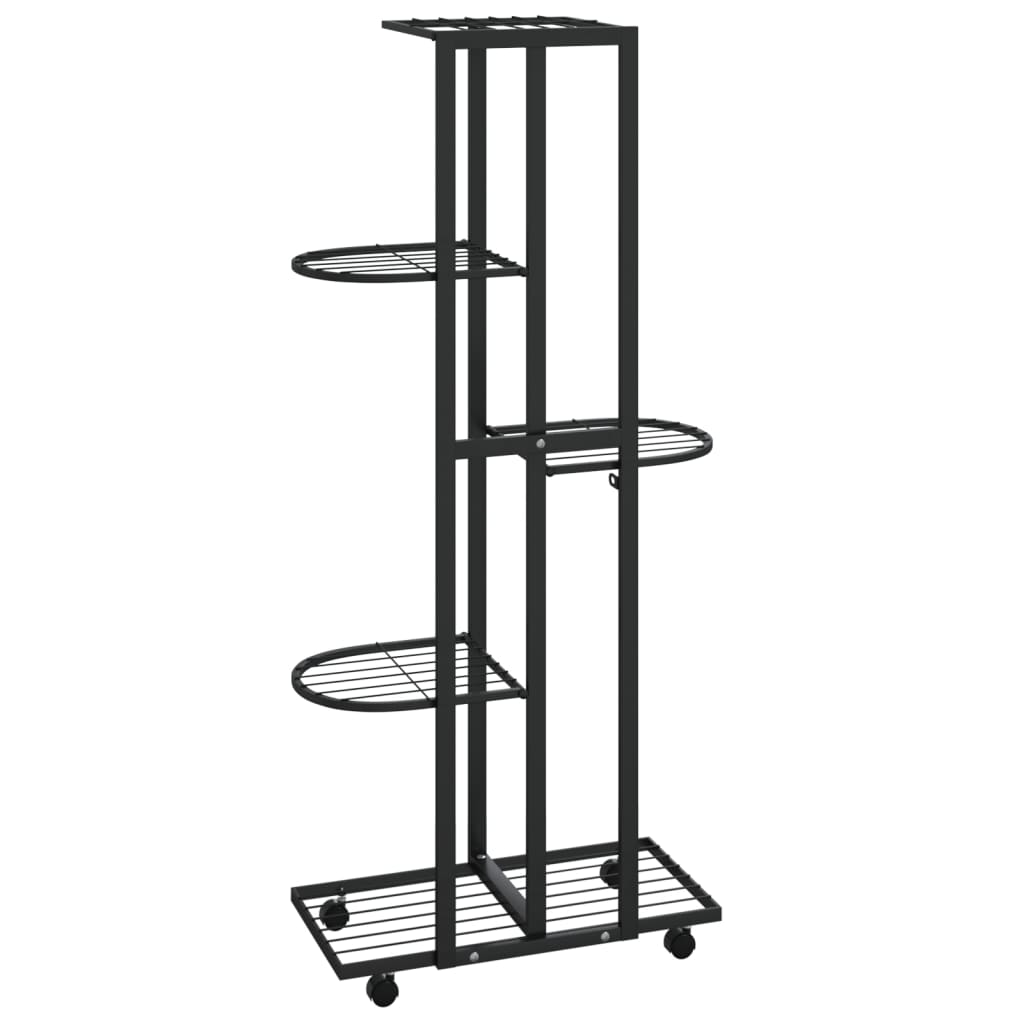 8720286933770_g_en_hd_3 vidaXL 5-Floor Flower Stand with Wheels 44x23x100 cm Black Iron - Image 5