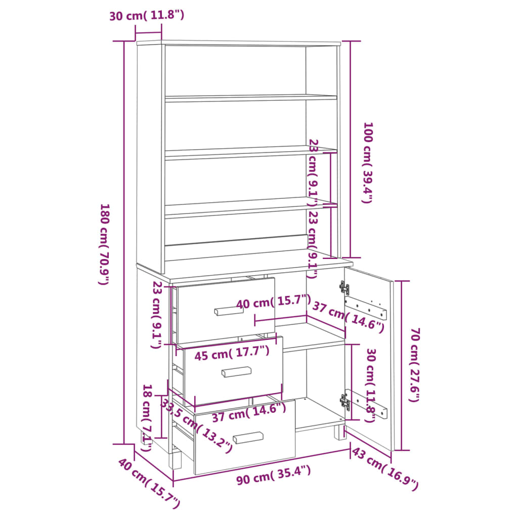 8720286942772_g_en_hd_6 vidaXL Highboard "HAMAR" Solid Wood Pine Light Grey - Image 9