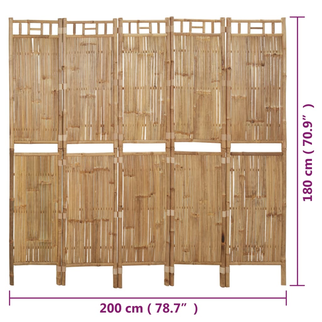 8720286943069_g_en_hd_7 vidaXL 5-Panel Room Divider Bamboo 200x180 cm - Image 8