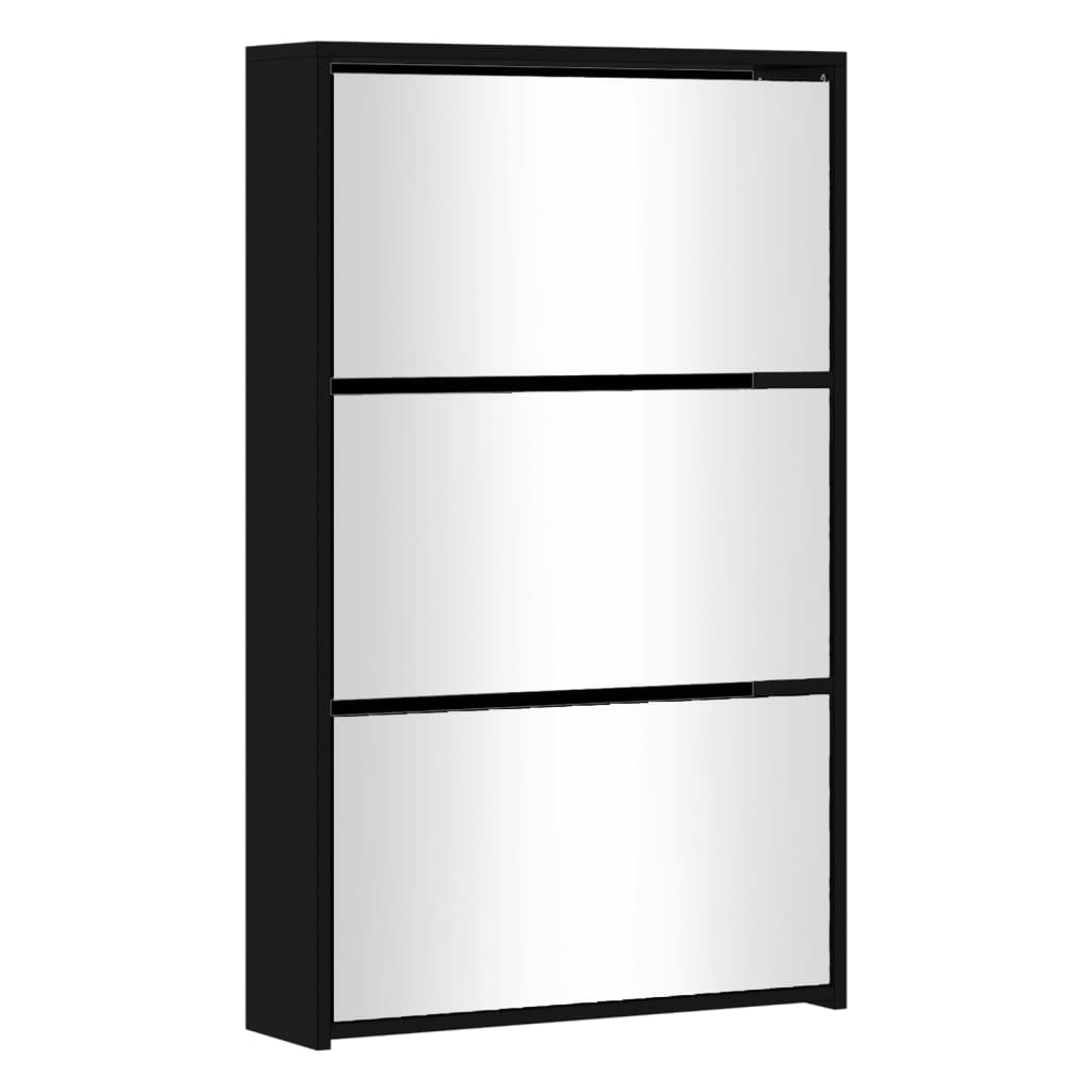 8720286946060_g_en_hd_1 vidaXL Shoe Cabinet with Mirror 3-Layer Black 63x17x102.5 cm - Image 4