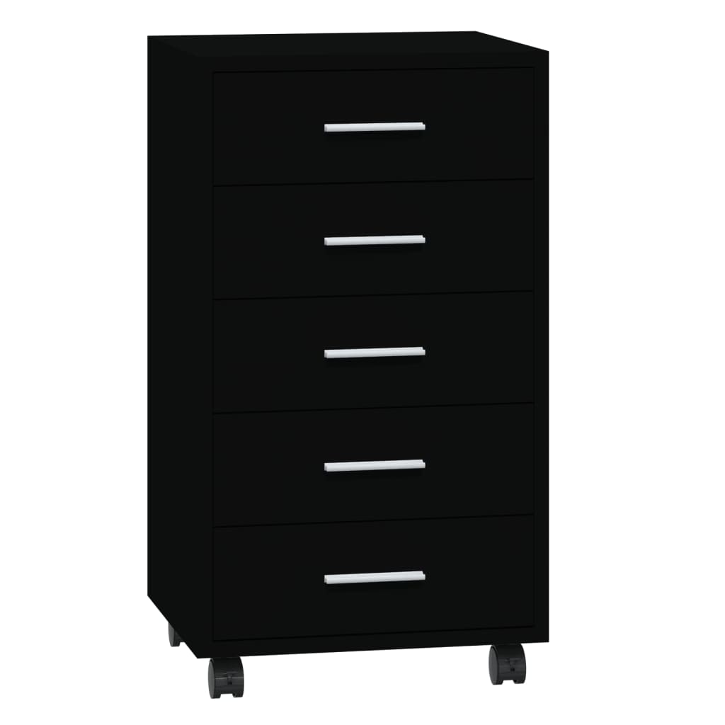 8720286946428_a_en_hd_1 vidaXL Drawer Cabinet with Castors Black Engineered Wood - Image 2