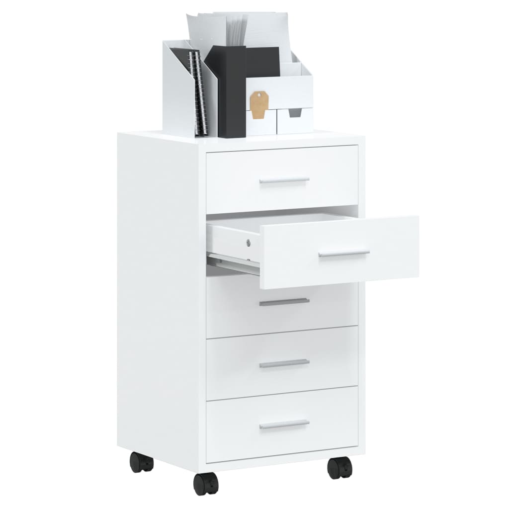 8720286946442_g_en_hd_2 vidaXL Drawer Cabinet with Castors High Gloss White Engineered Wood - Image 4