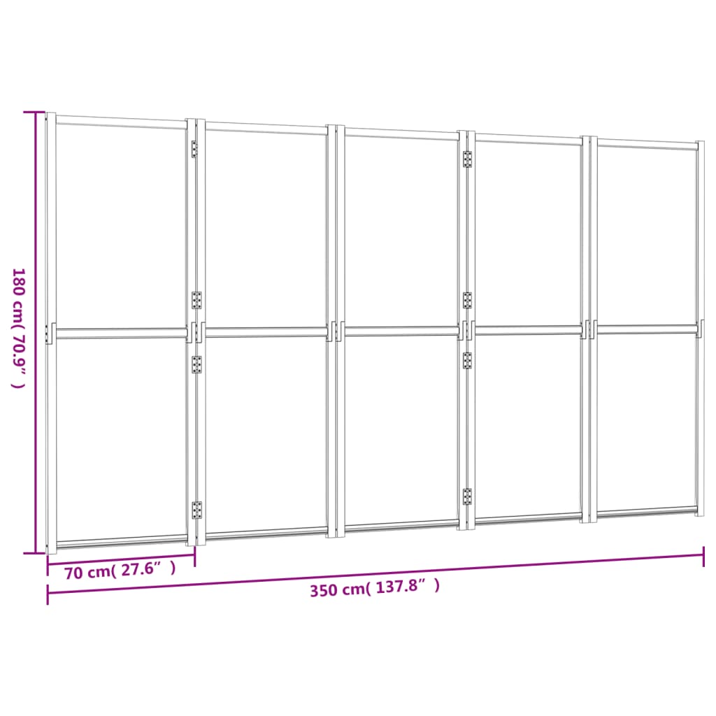8720286946565_g_en_hd_5 vidaXL 5-Panel Room Divider Cream White 350x180 cm - Image 7