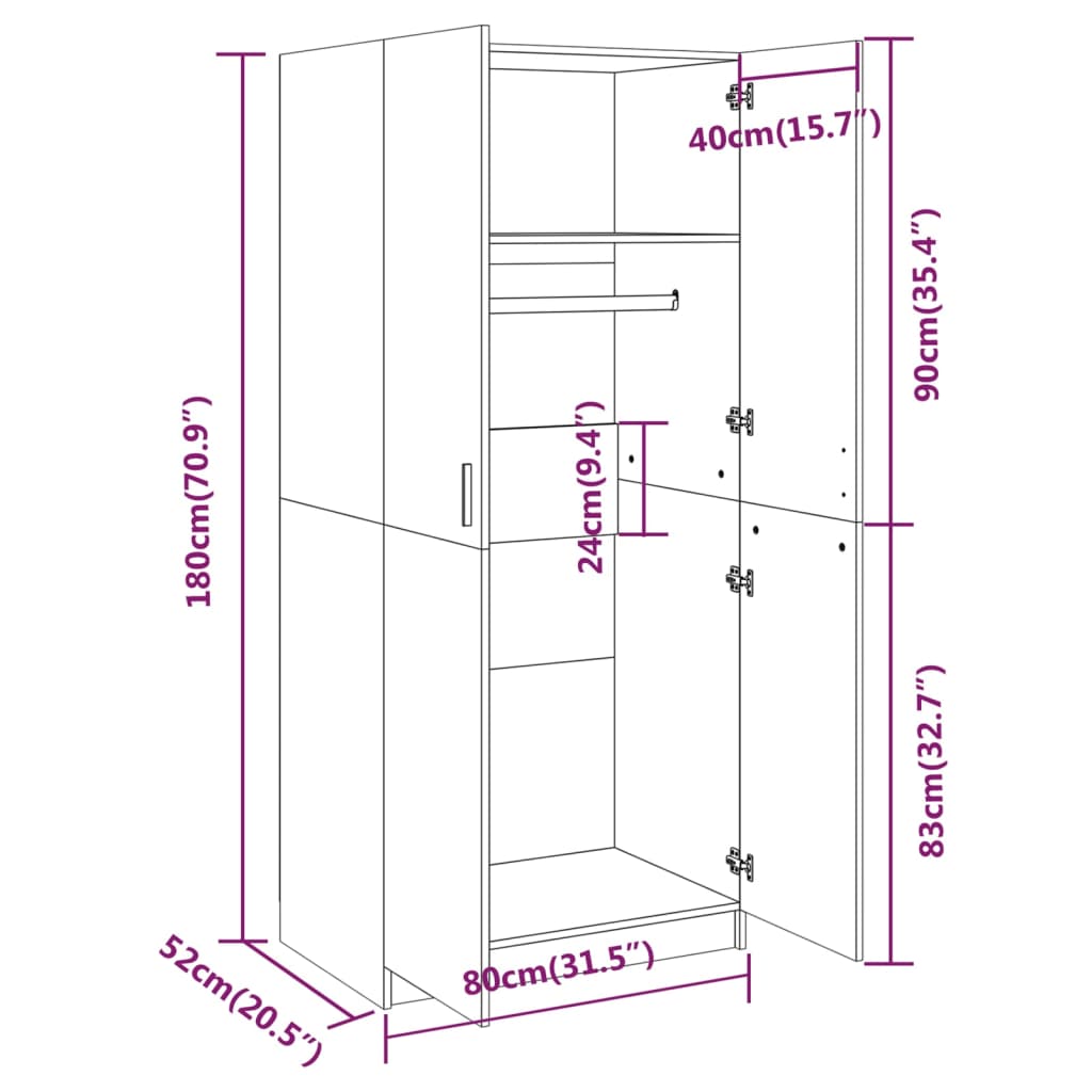 8720286952689_g_en_hd_6 vidaXL Wardrobe Grey Sonoma 80x52x180 cm Engineered Wood - Image 9