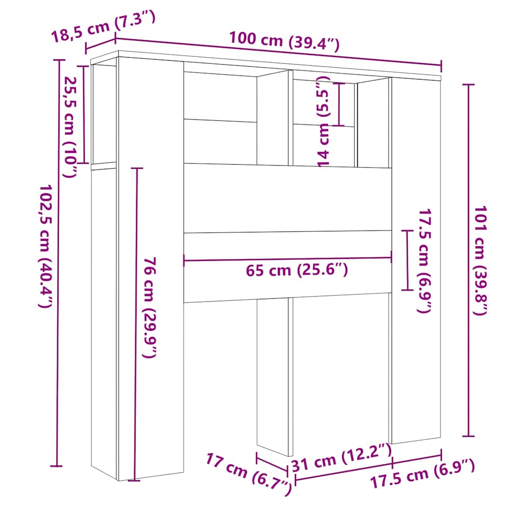 8720286968888_g_en_hd_4 vidaXL Headboard Cabinet Smoked Oak 100 cm - Image 6