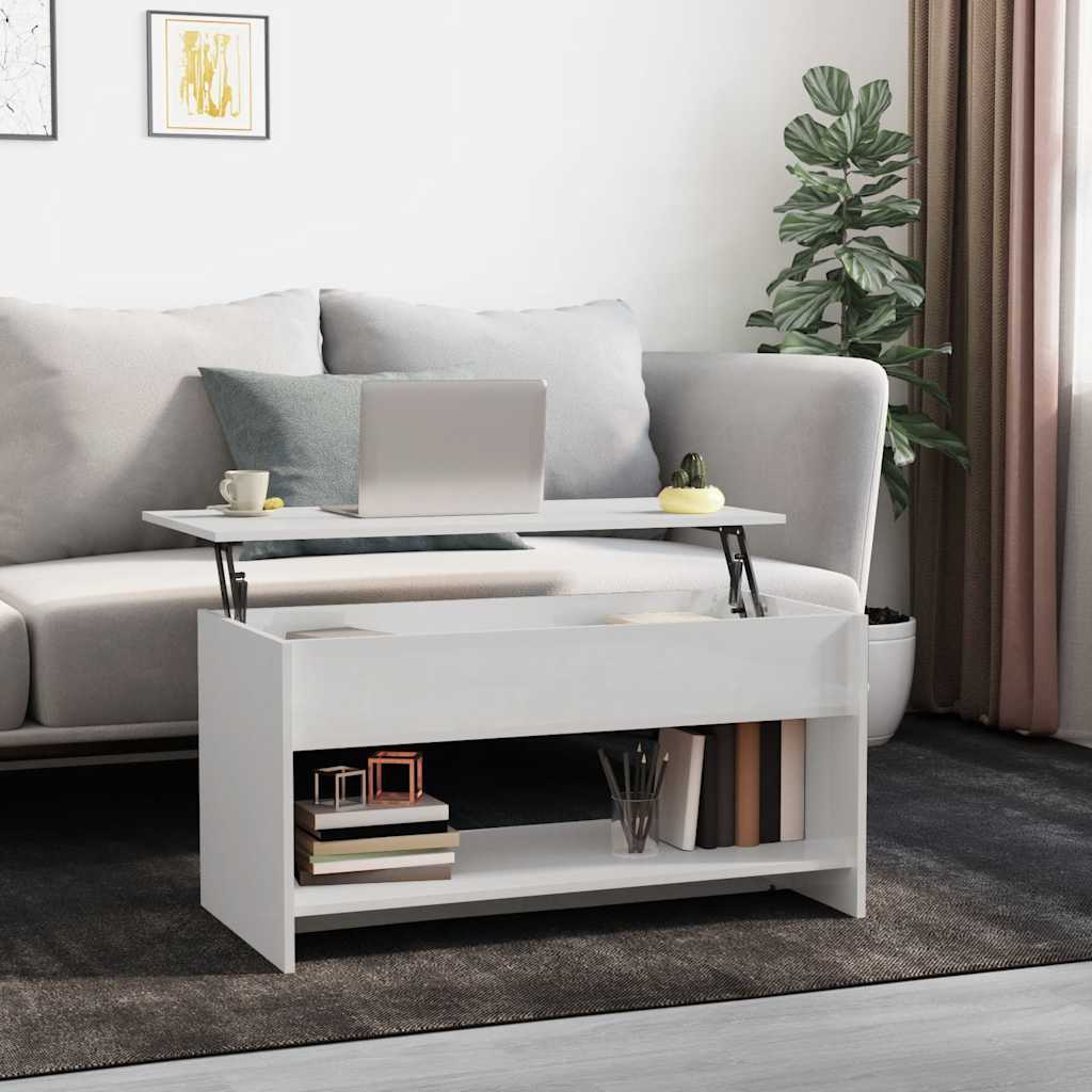 vidaXL Coffee Table High Gloss White 102x50x52.5 cm Engineered Wood