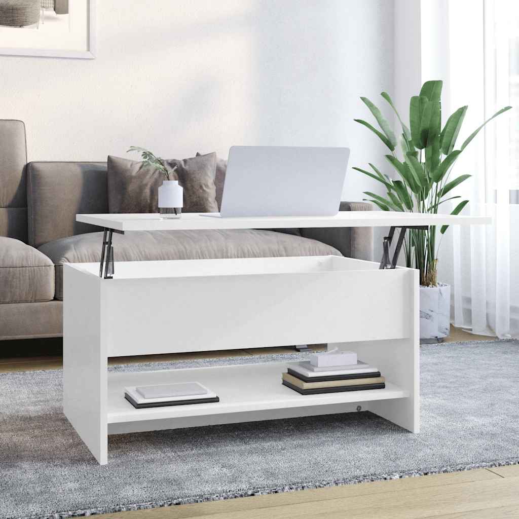 vidaXL Coffee Table High Gloss White 80x50x40 cm Engineered Wood