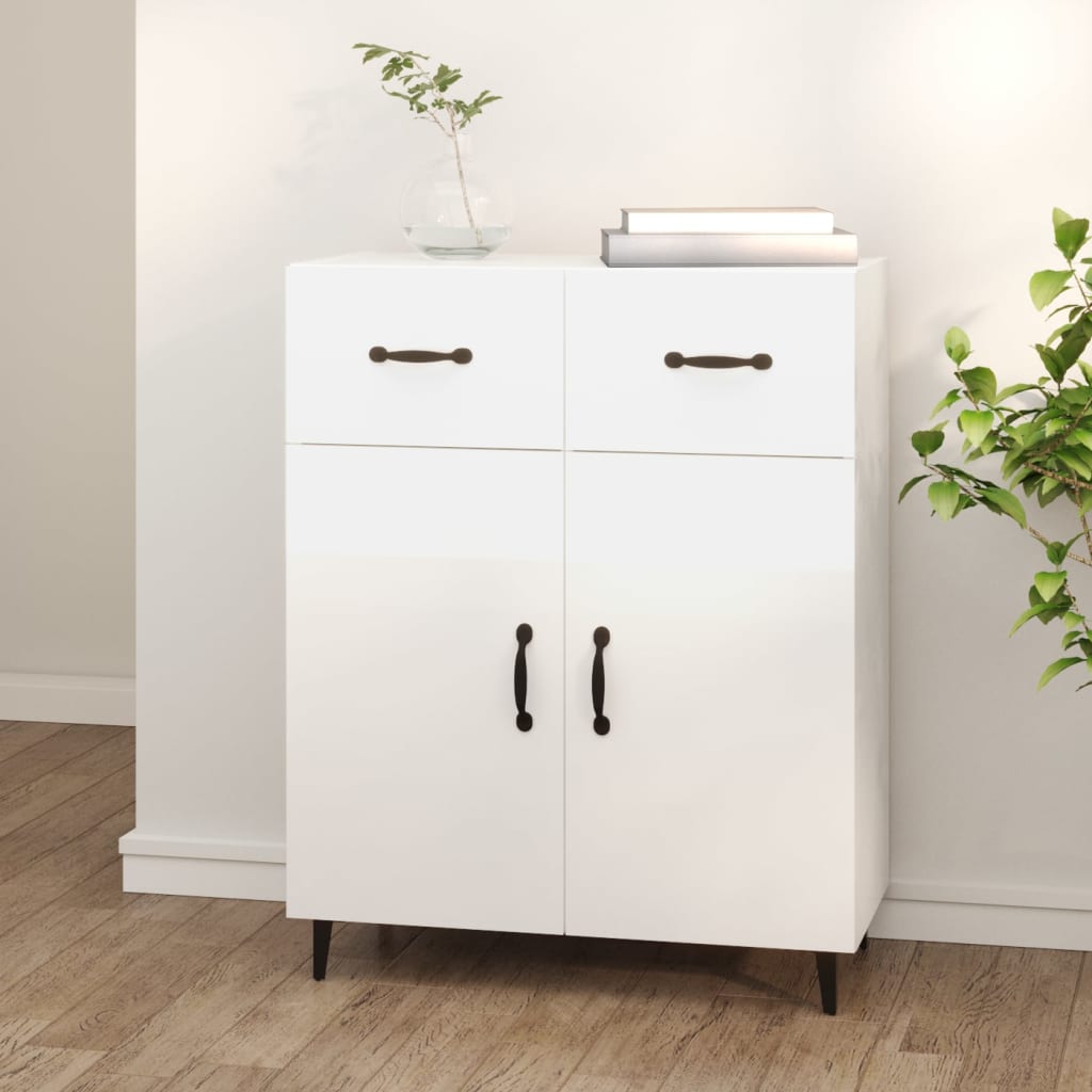 vidaXL Sideboard High Gloss White 69.5x34x90 cm Engineered Wood