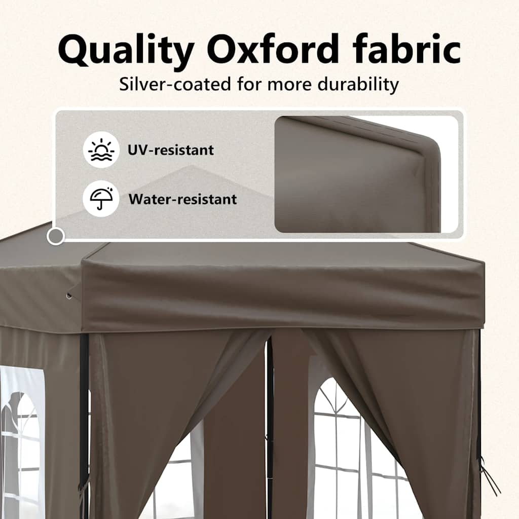 8720286974391_g_en_hd_9 vidaXL Folding Party Tent with Sidewalls Taupe 2x2 m - Image 11