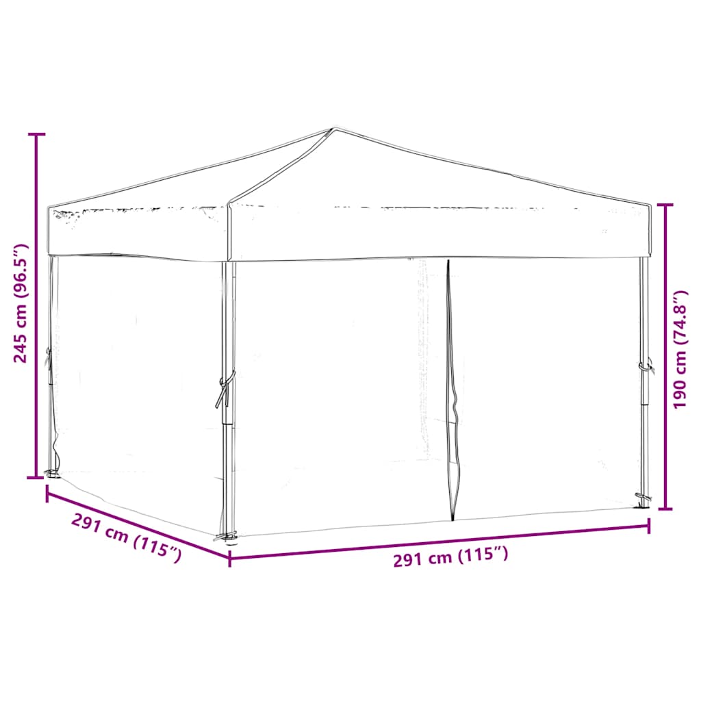 8720286974605_g_en_hd_7 vidaXL Folding Party Tent with Sidewalls Taupe 3x3 m - Image 9