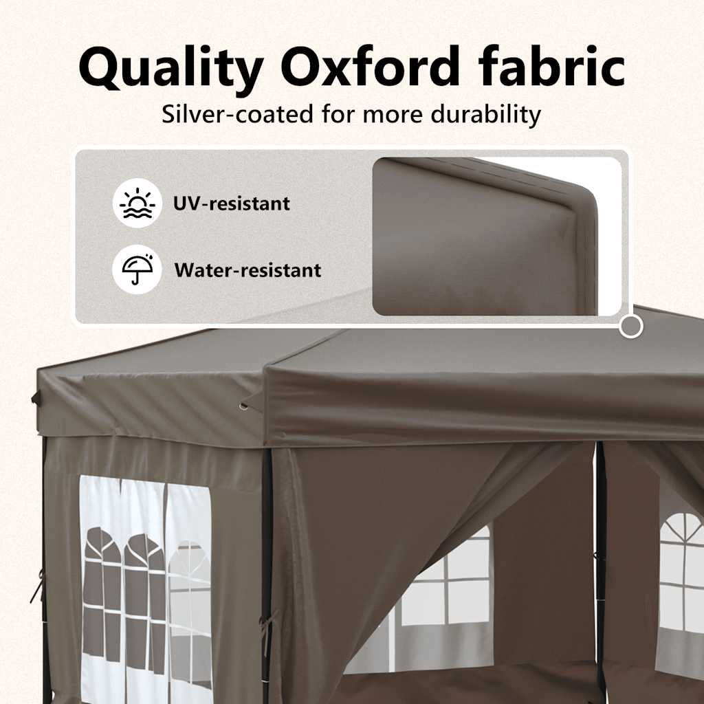 8720286974605_g_en_hd_9 vidaXL Folding Party Tent with Sidewalls Taupe 3x3 m - Image 11