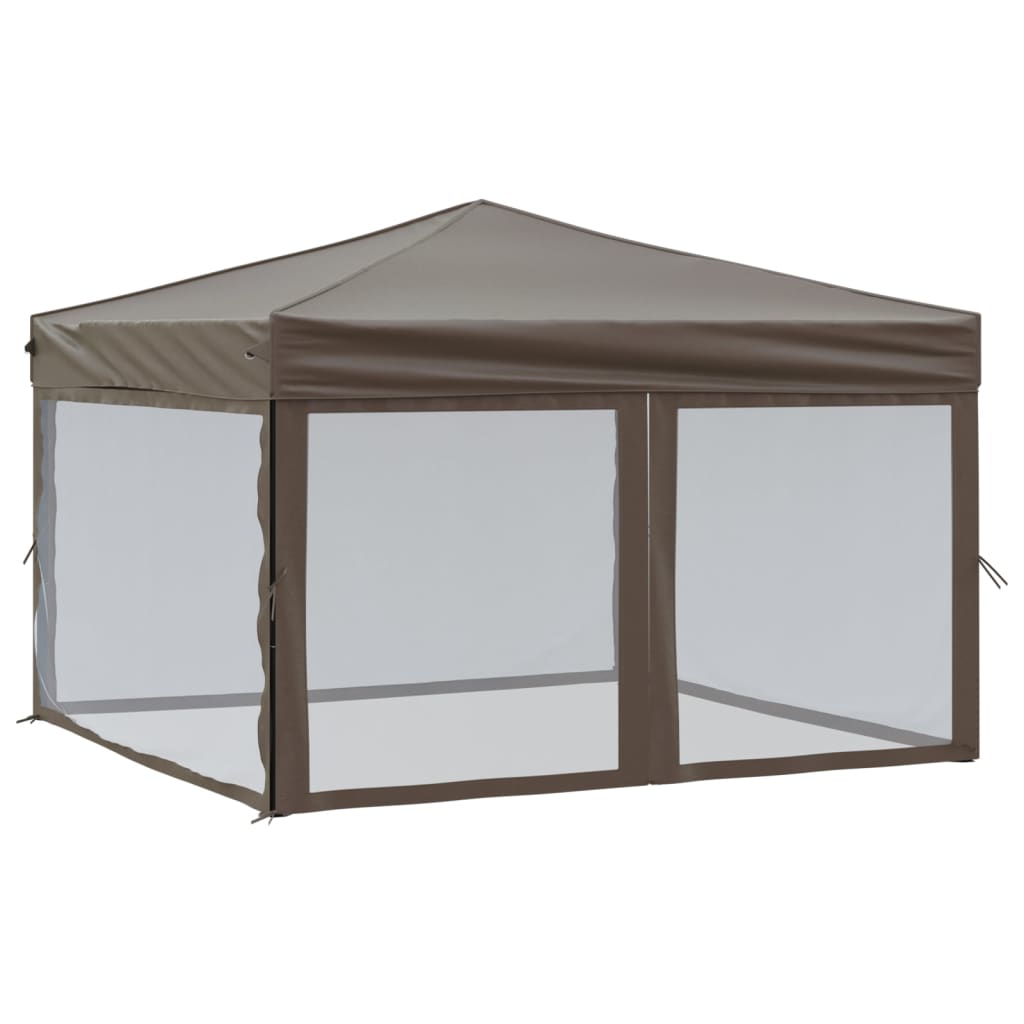 8720286974674_a_en_hd_1 vidaXL Folding Party Tent with Sidewalls Taupe 3x3 m - Image 2