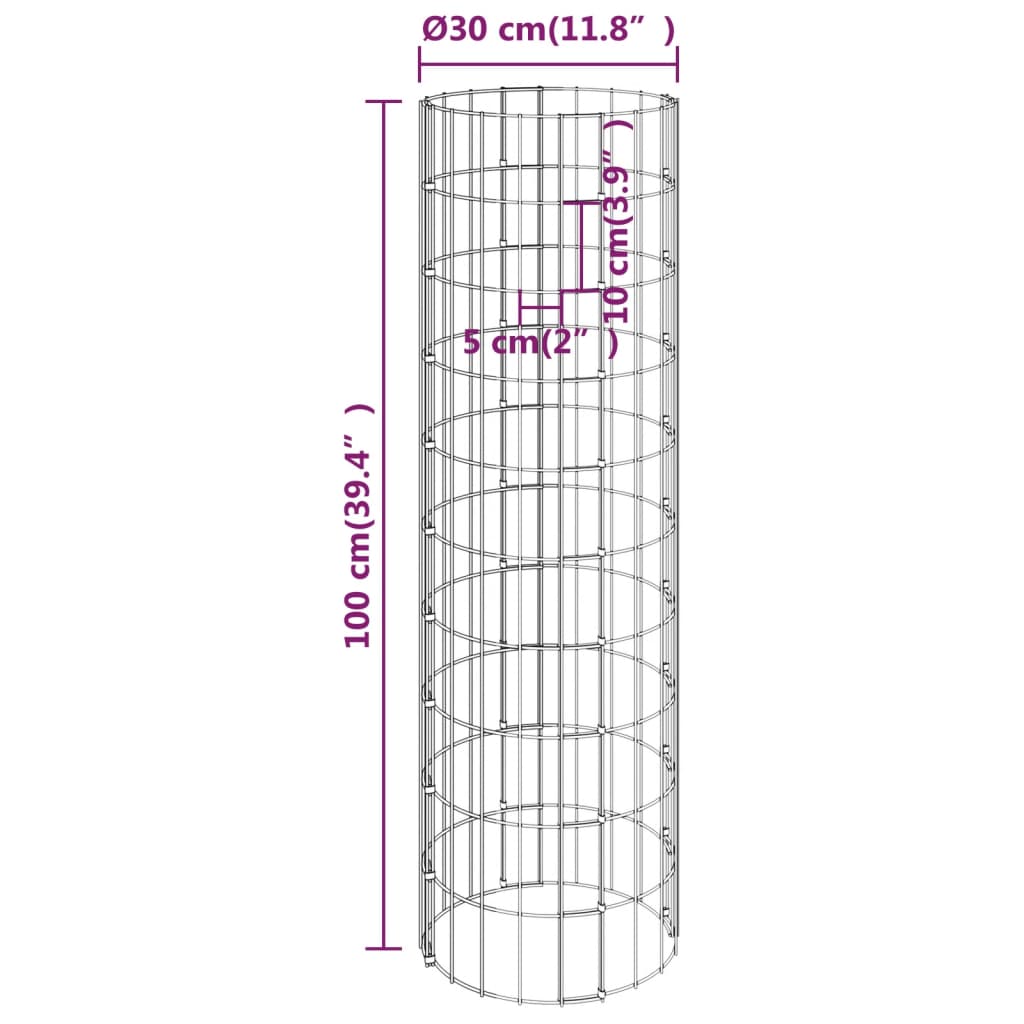 8720286979594_g_en_hd_4 vidaXL Circular Gabion Pole Galvanised Steel Ø30x100 cm - Image 6