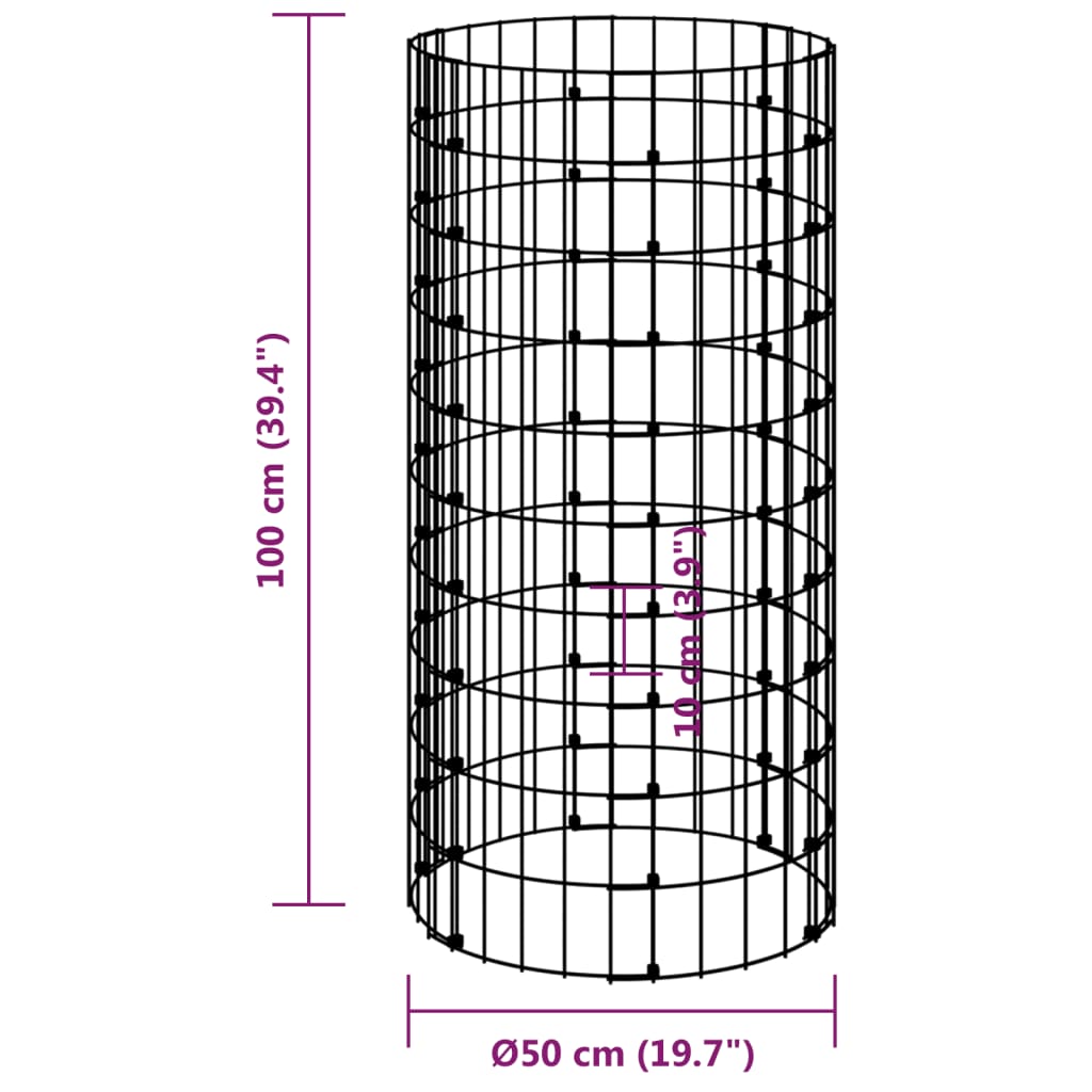 8720286979631_g_en_hd_4 vidaXL Circular Gabion Pole Galvanised Steel Ø50x100 cm - Image 6