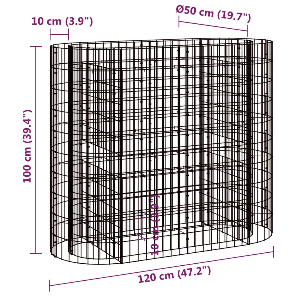 8720286979792_g_en_hd_6 vidaXL Gabion Raised Bed Galvanised Iron 120x50x100 cm - Image 8