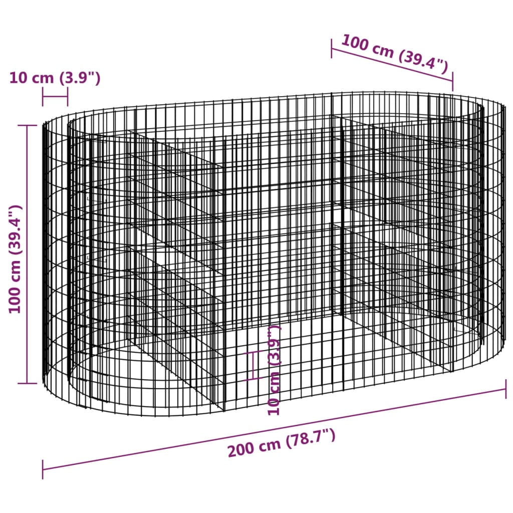 8720286979921_g_en_hd_6 vidaXL Gabion Raised Bed Galvanised Iron 200x100x100 cm - Image 8