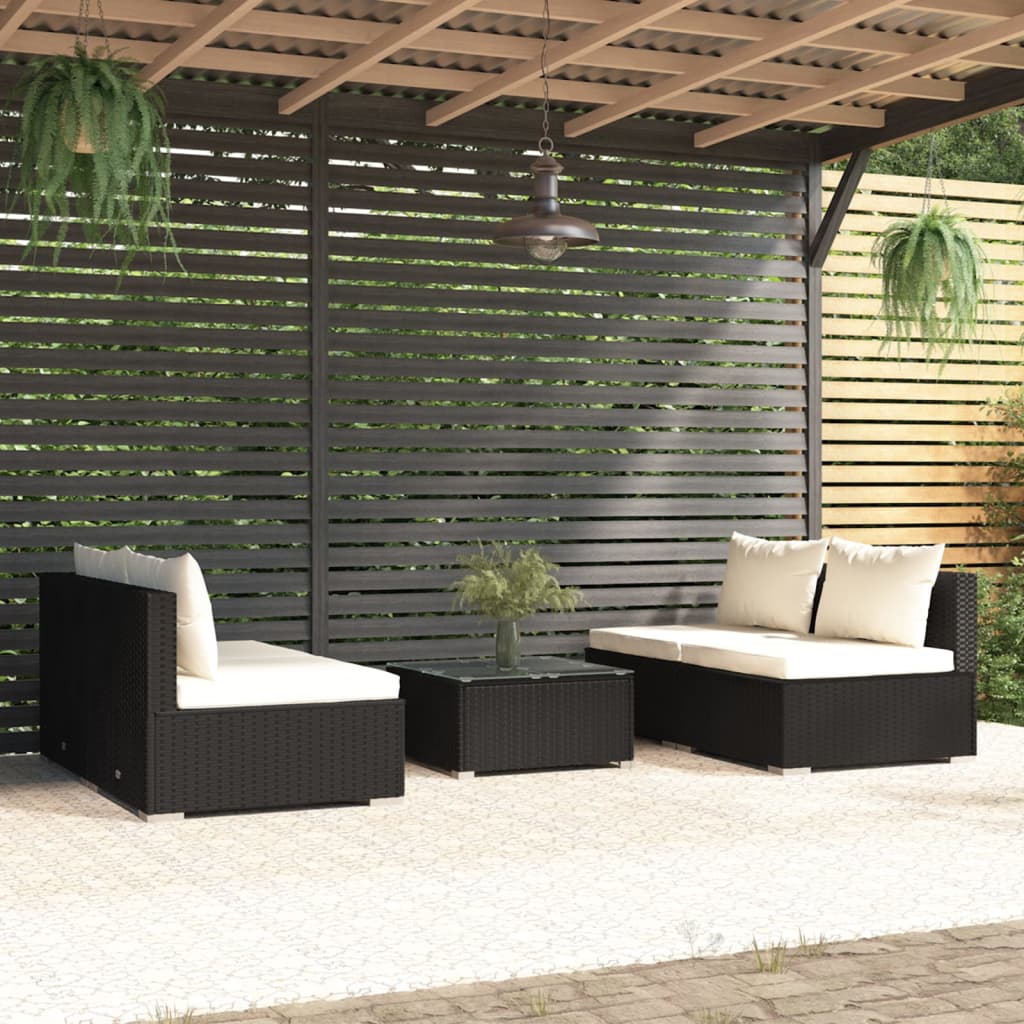 8720286981436_m_en_hd_1 vidaXL 5 Piece Garden Lounge Set with Cushions Poly Rattan Black - Image 1
