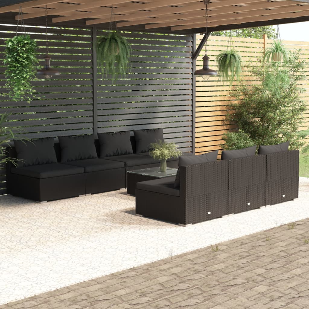 8720286981689_m_en_hd_1 vidaXL 8 Piece Garden Lounge Set with Cushions Poly Rattan Black - Image 1