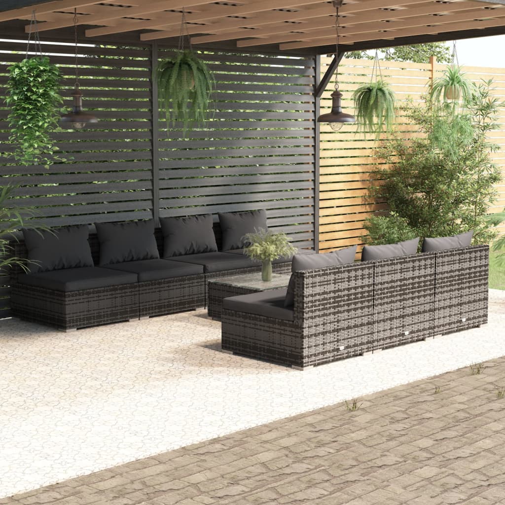 8720286981733_m_en_hd_1 vidaXL 8 Piece Garden Lounge Set with Cushions Poly Rattan Grey - Image 1