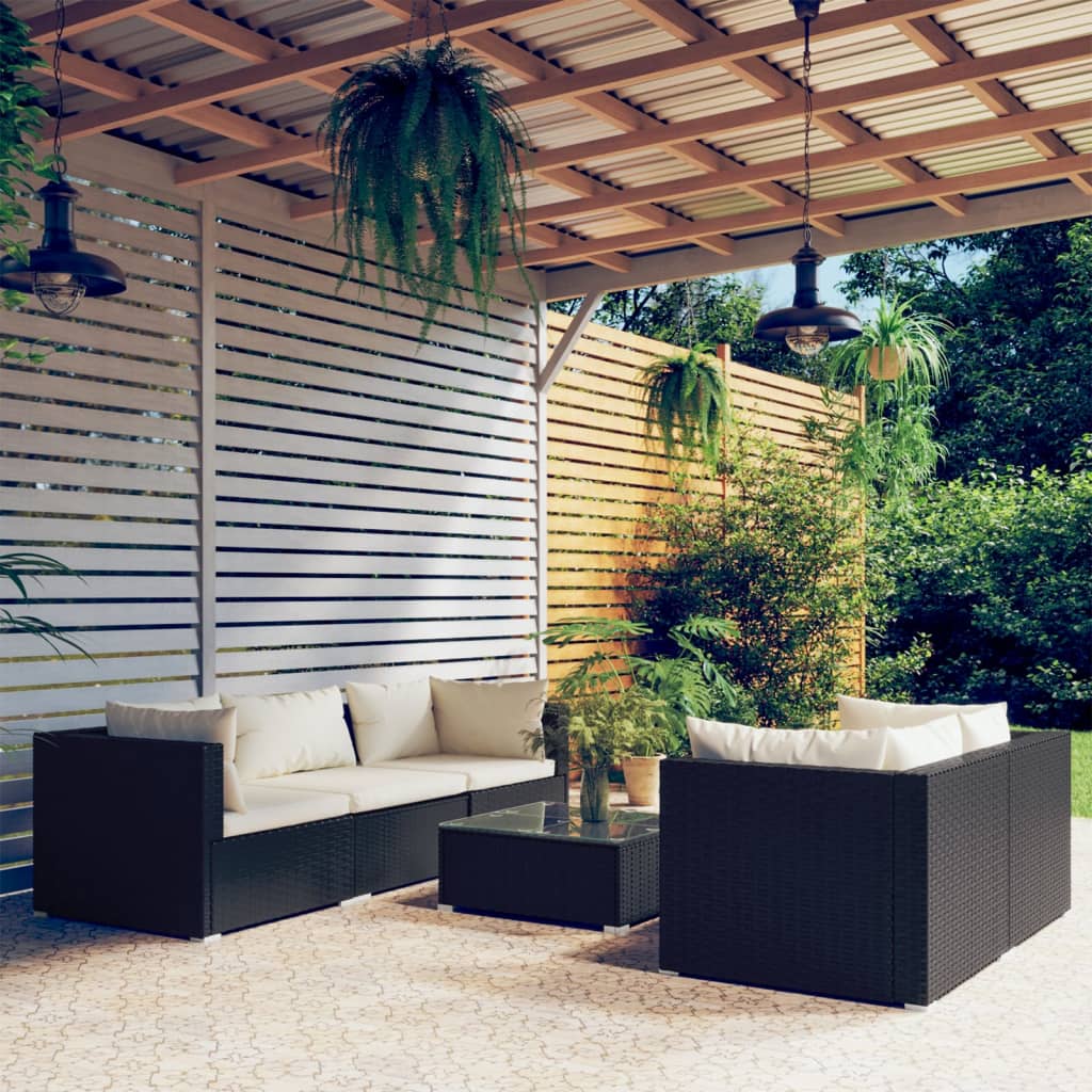 8720286981917_m_en_hd_1 vidaXL 6 Piece Garden Lounge Set with Cushions Poly Rattan Black - Image 1