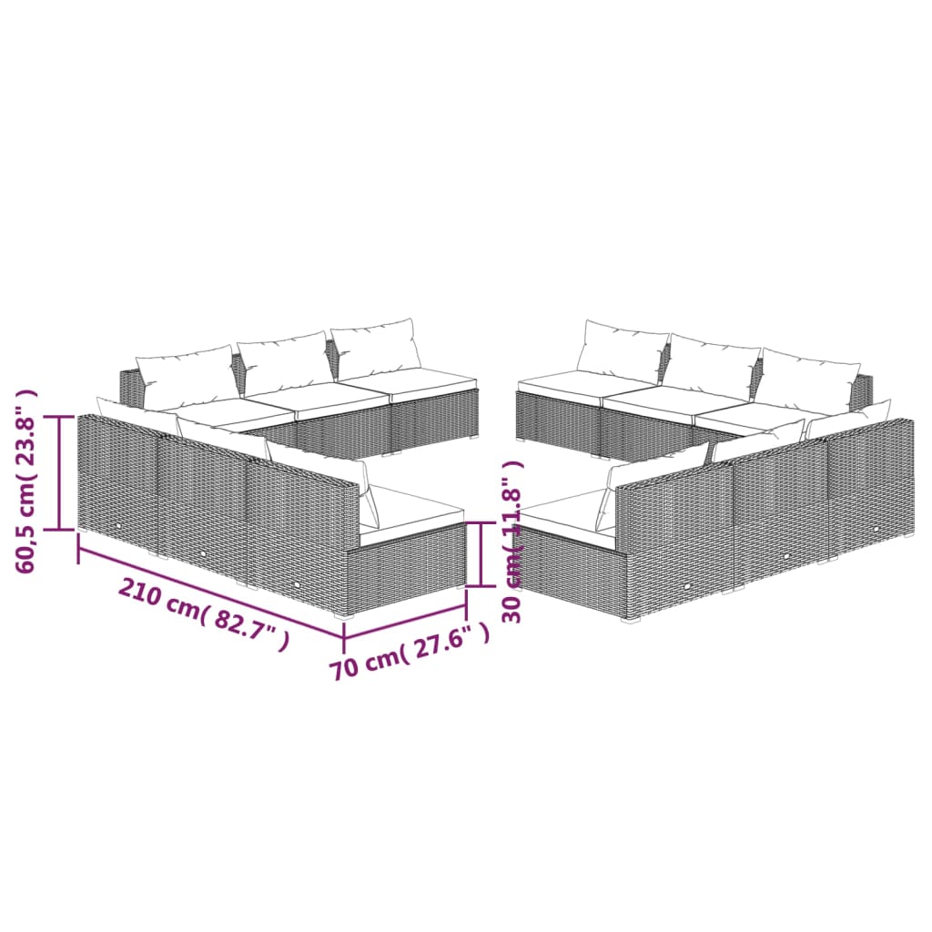 8720286982747_g_en_hd_3 vidaXL 12 Piece Garden Lounge Set with Cushions Poly Rattan Brown - Image 5