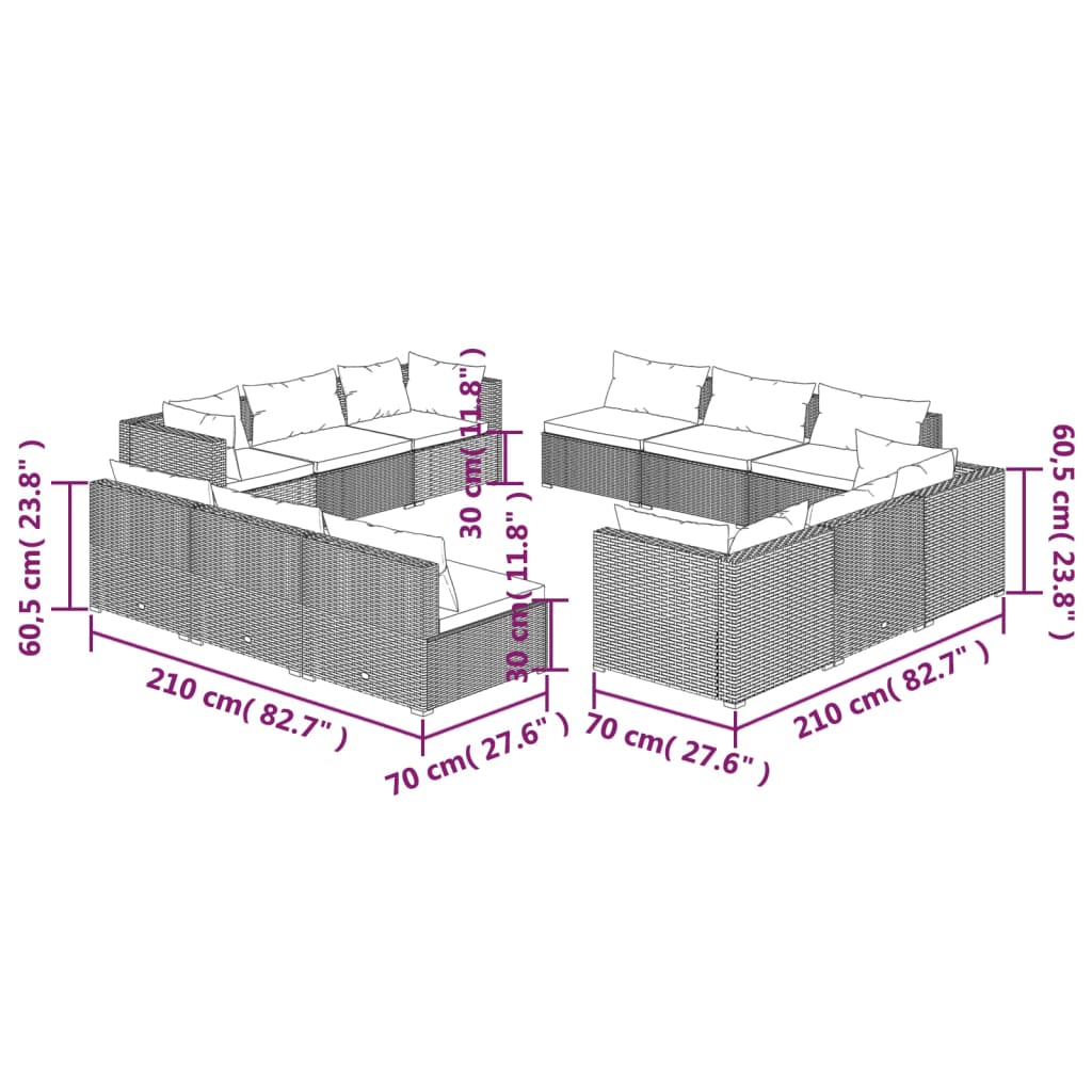 8720286982907_g_en_hd_5 vidaXL 12 Piece Garden Lounge Set with Cushions Poly Rattan Brown - Image 7
