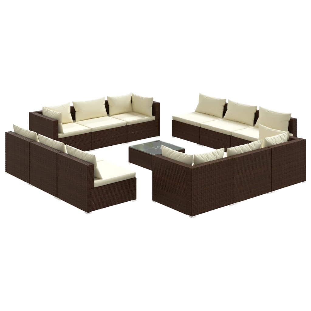 8720286982983_a_en_hd_1 vidaXL 13 Piece Garden Lounge Set with Cushions Poly Rattan Brown - Image 2