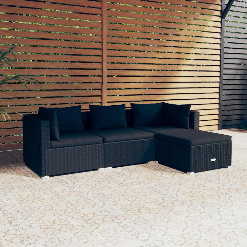 8720286983447_m_en_hd_1 vidaXL 4 Piece Garden Lounge Set with Cushions Poly Rattan Black - Image 1