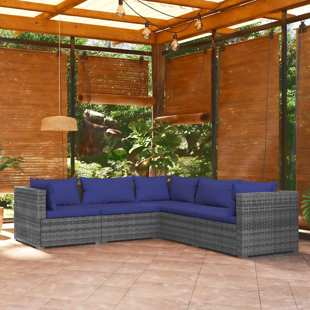 8720286984062_m_en_hd_1 vidaXL 5 Piece Garden Lounge Set with Cushions Poly Rattan Grey - Image 1