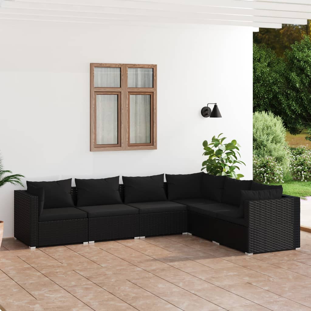 8720286984161_m_en_hd_1 vidaXL 6 Piece Garden Lounge Set with Cushions Poly Rattan Black - Image 1