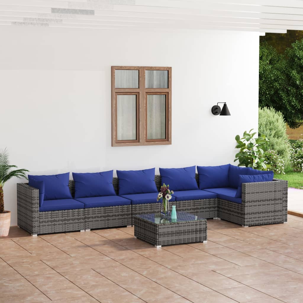 8720286984307_m_en_hd_1 vidaXL 7 Piece Garden Lounge Set with Cushions Poly Rattan Grey - Image 1