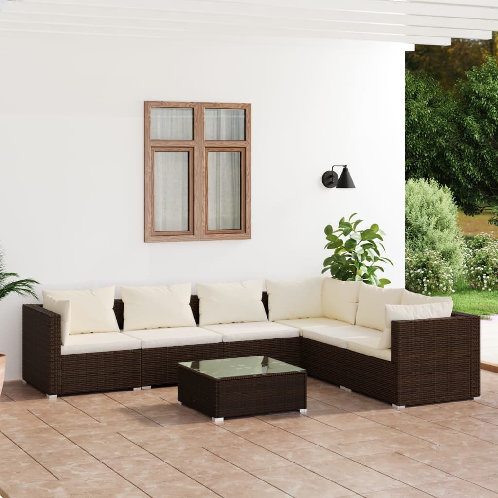 8720286984345_m_en_hd_1 vidaXL 7 Piece Garden Lounge Set with Cushions Poly Rattan Brown - Image 1