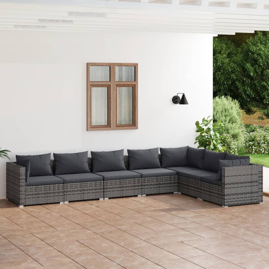 8720286984451_m_en_hd_1 vidaXL 7 Piece Garden Lounge Set with Cushions Poly Rattan Grey - Image 1
