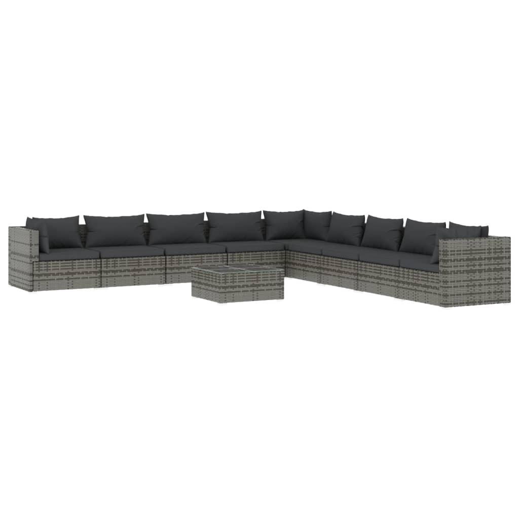 8720286985014_a_en_hd_1 vidaXL 10 Piece Garden Lounge Set with Cushions Poly Rattan Grey - Image 2