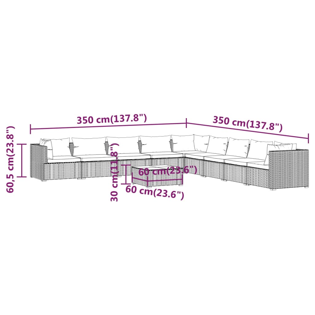 8720286985021_g_en_hd_4 vidaXL 10 Piece Garden Lounge Set with Cushions Poly Rattan Grey - Image 6