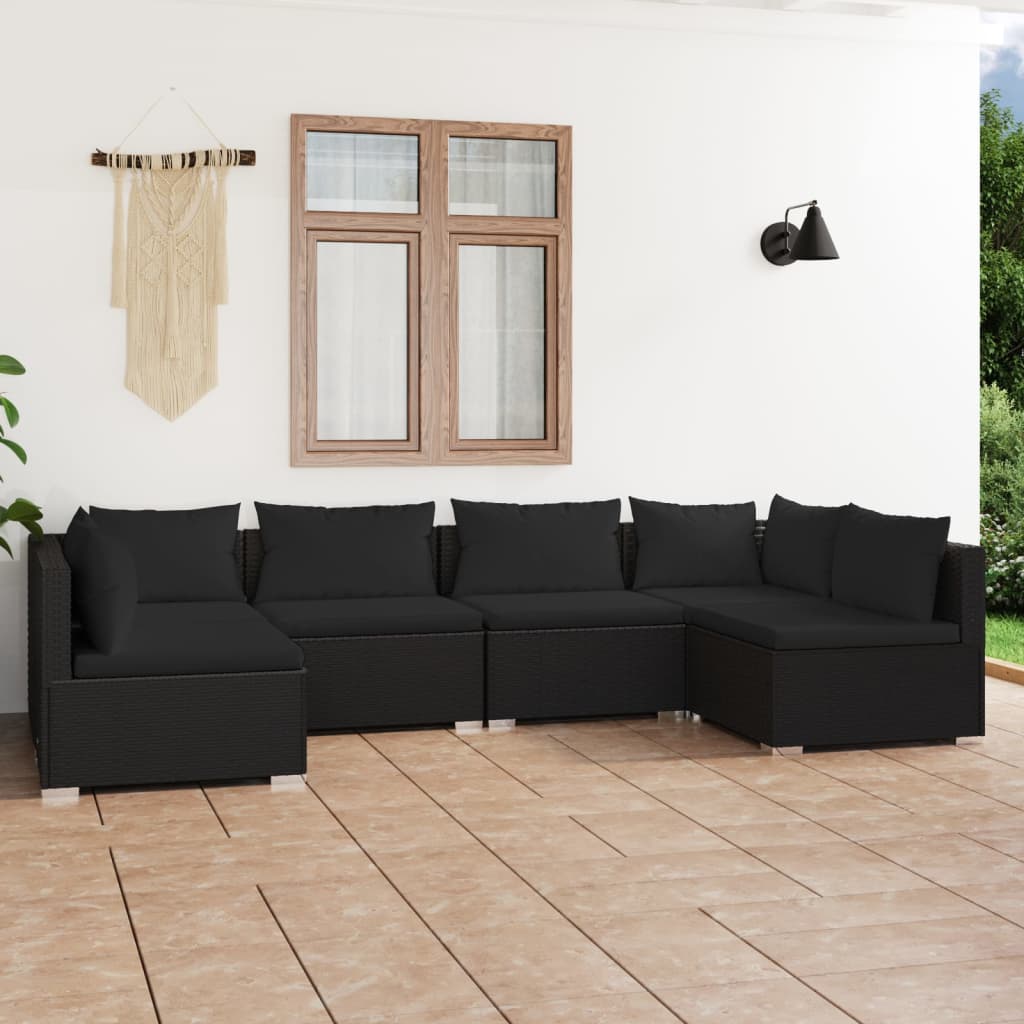 8720286985762_m_en_hd_1 vidaXL 6 Piece Garden Lounge Set with Cushions Poly Rattan Black - Image 1