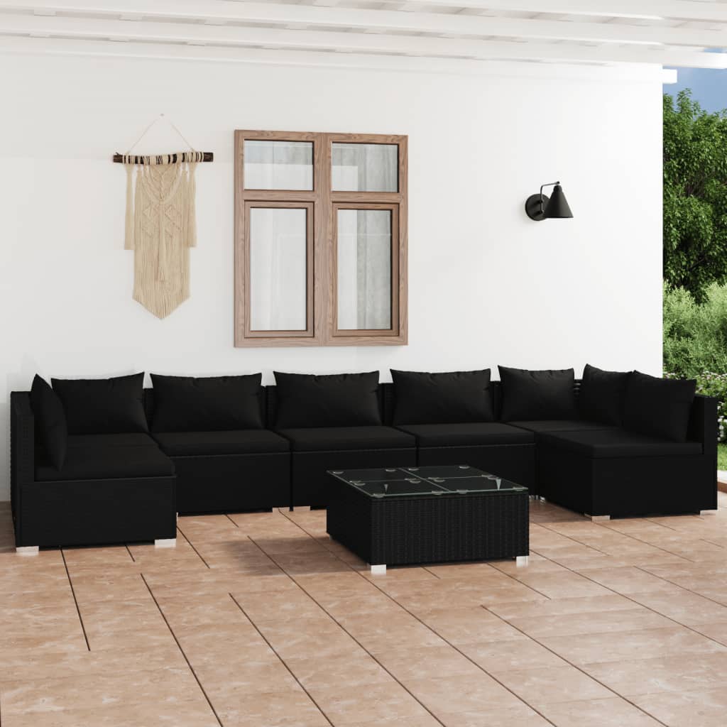 8720286986004_m_en_hd_1 vidaXL 8 Piece Garden Lounge Set with Cushions Poly Rattan Black - Image 1